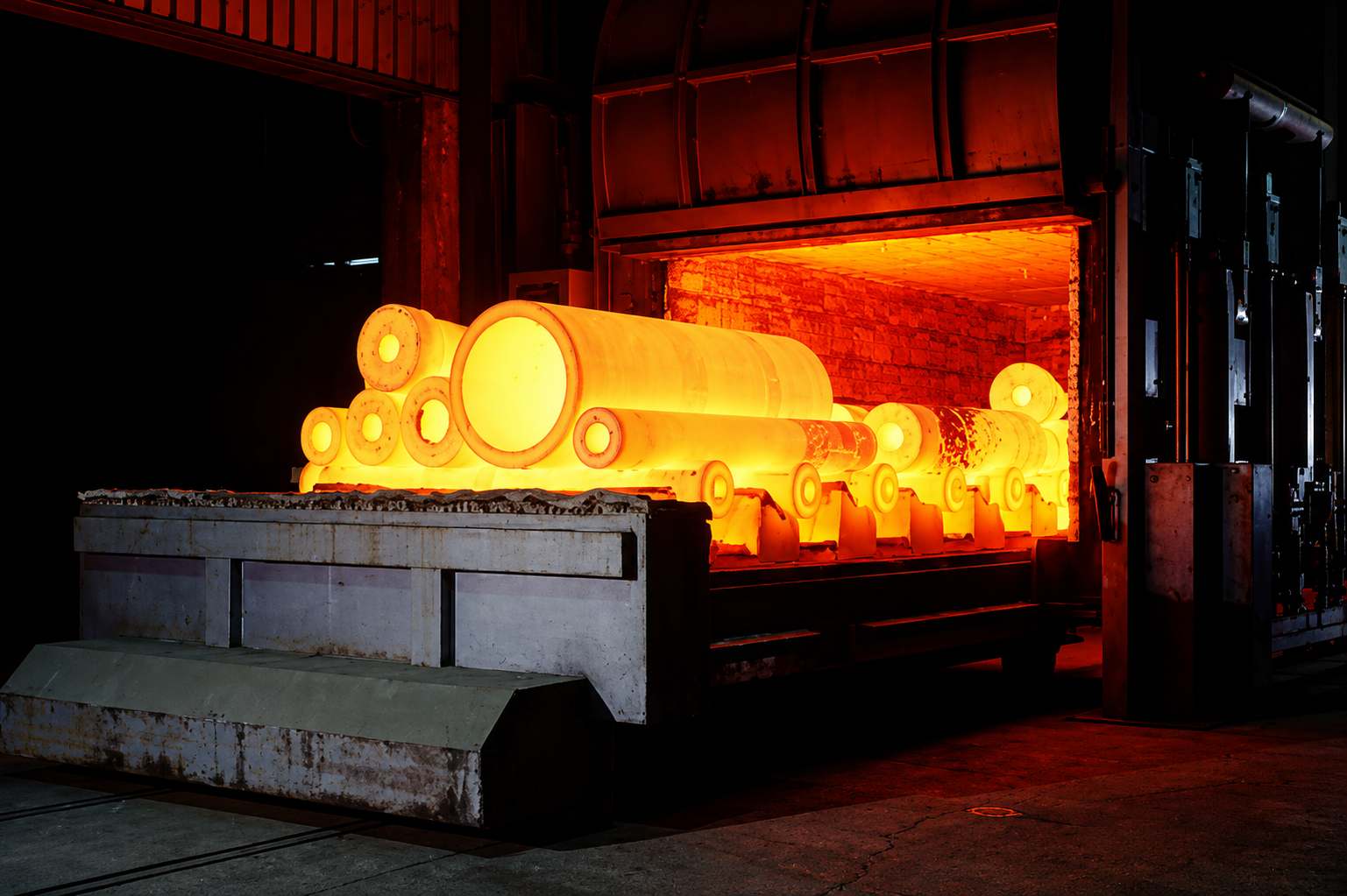 Glowing components at the heat treatment furnace