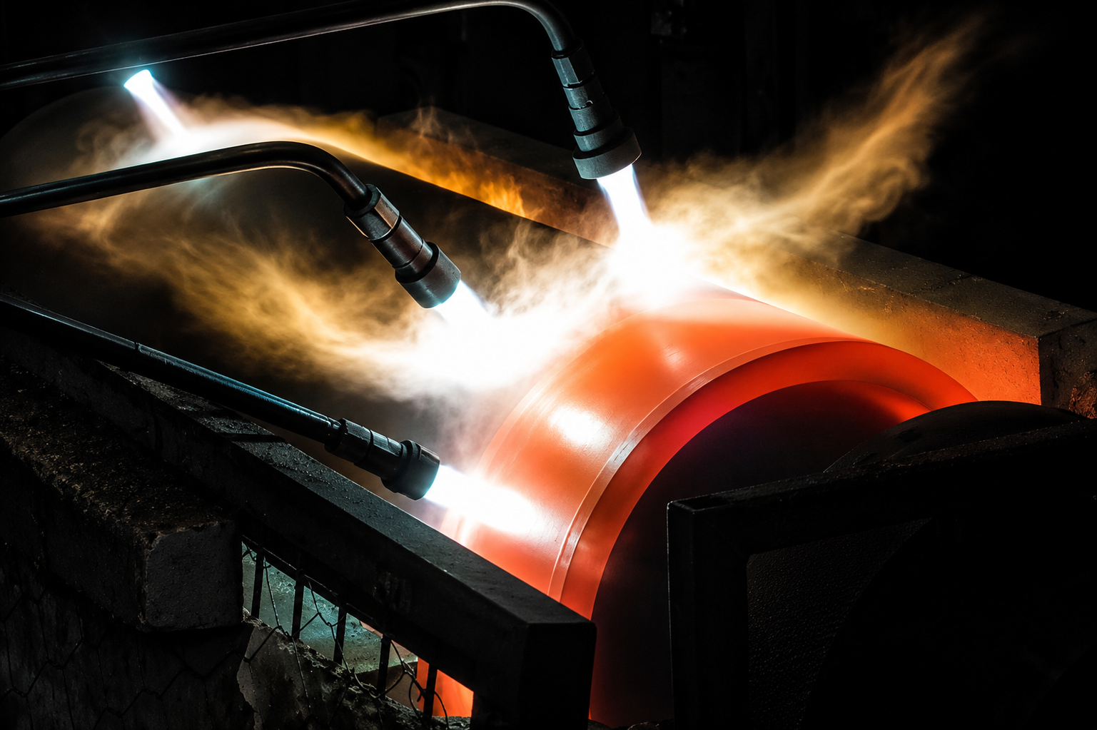 Controlled cooling on a glowing heat-treated roll