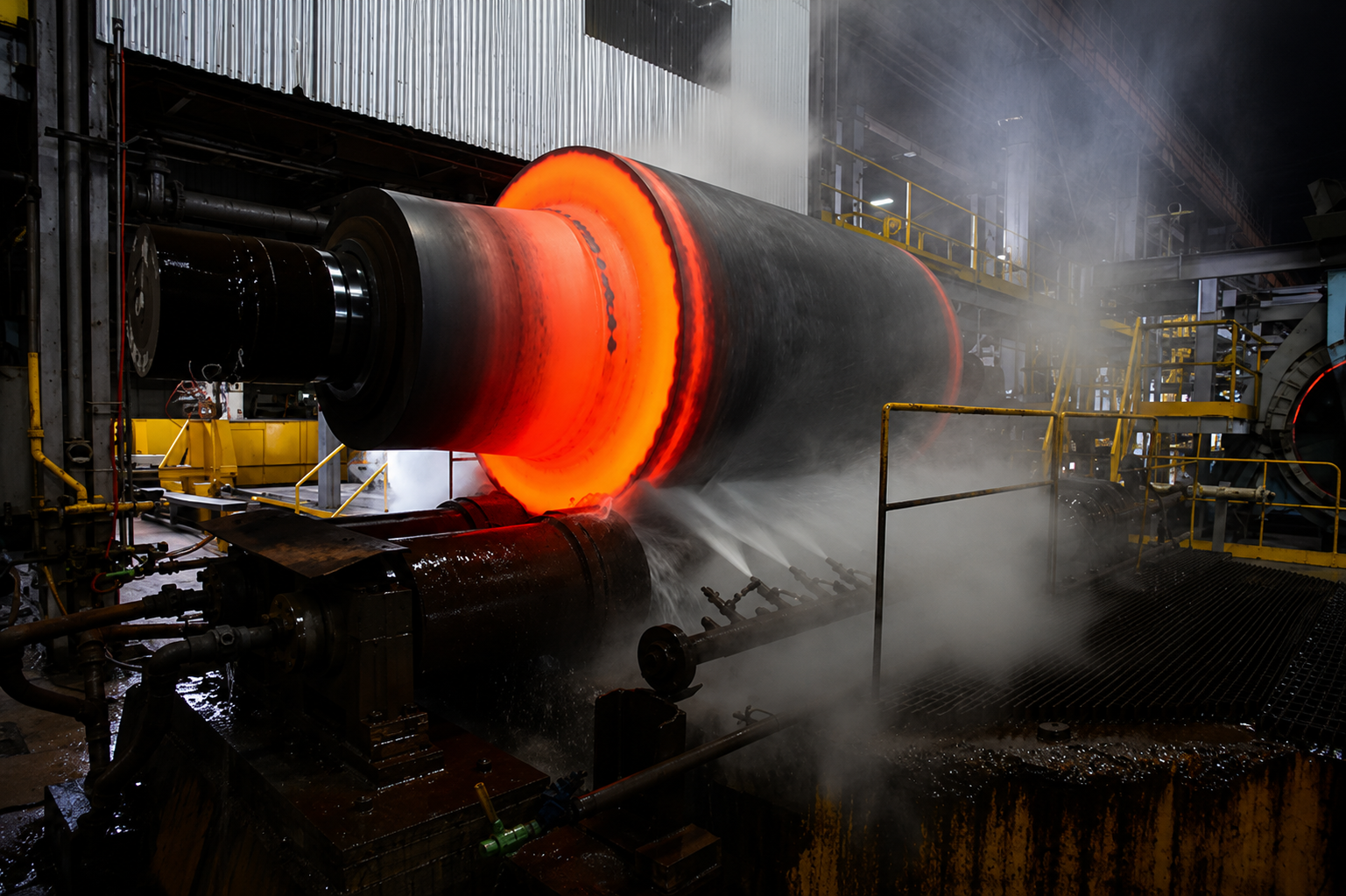 Large roll cooling after heat treatment