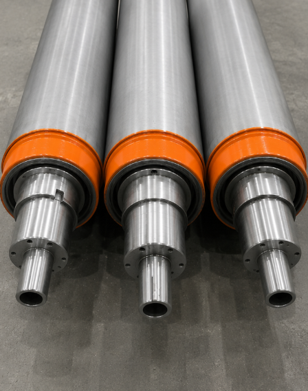 The same three rolling mill rolls after reconditioning
